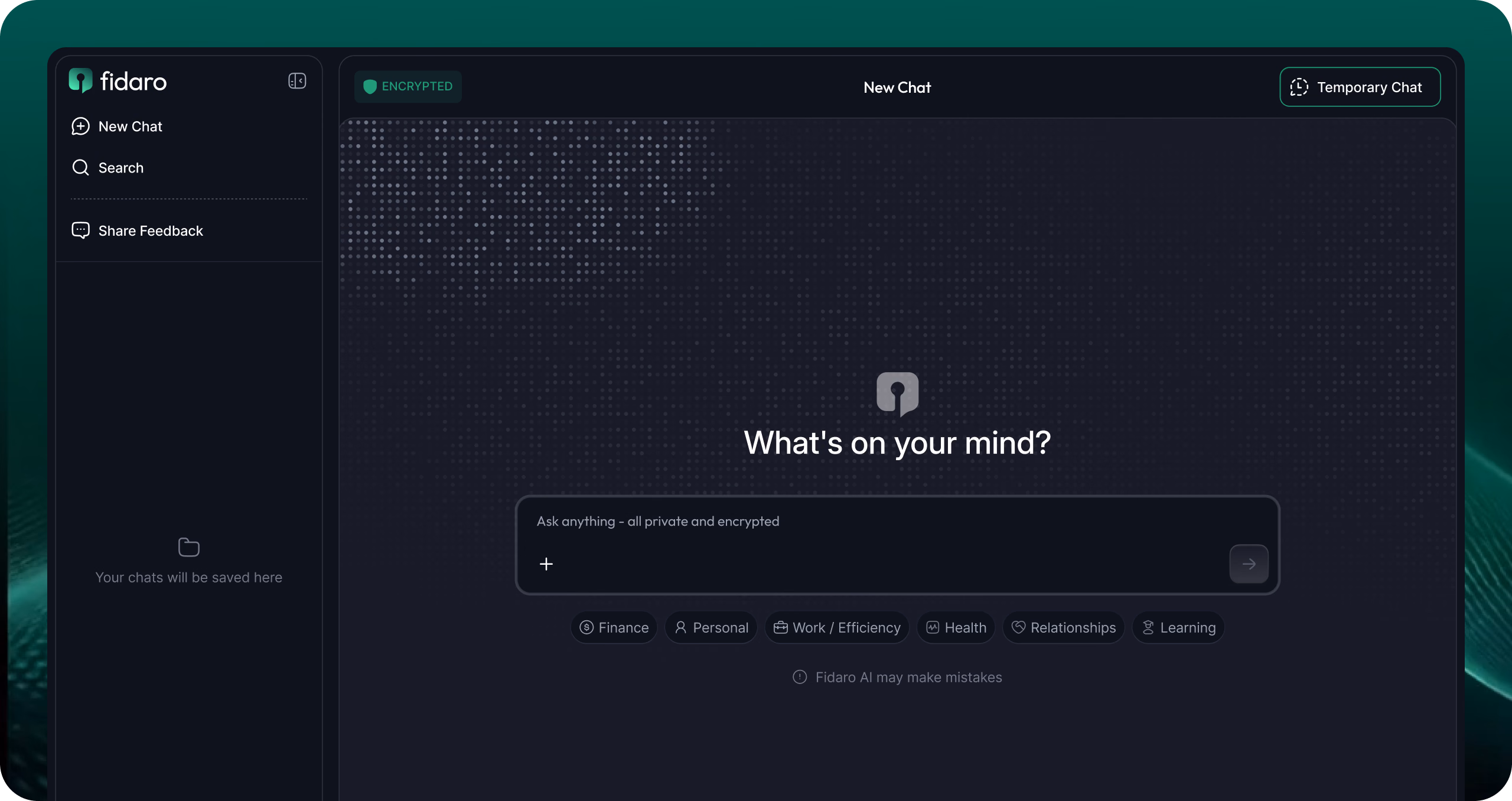 The Fidaro chat app: encrypted, private, no saved history