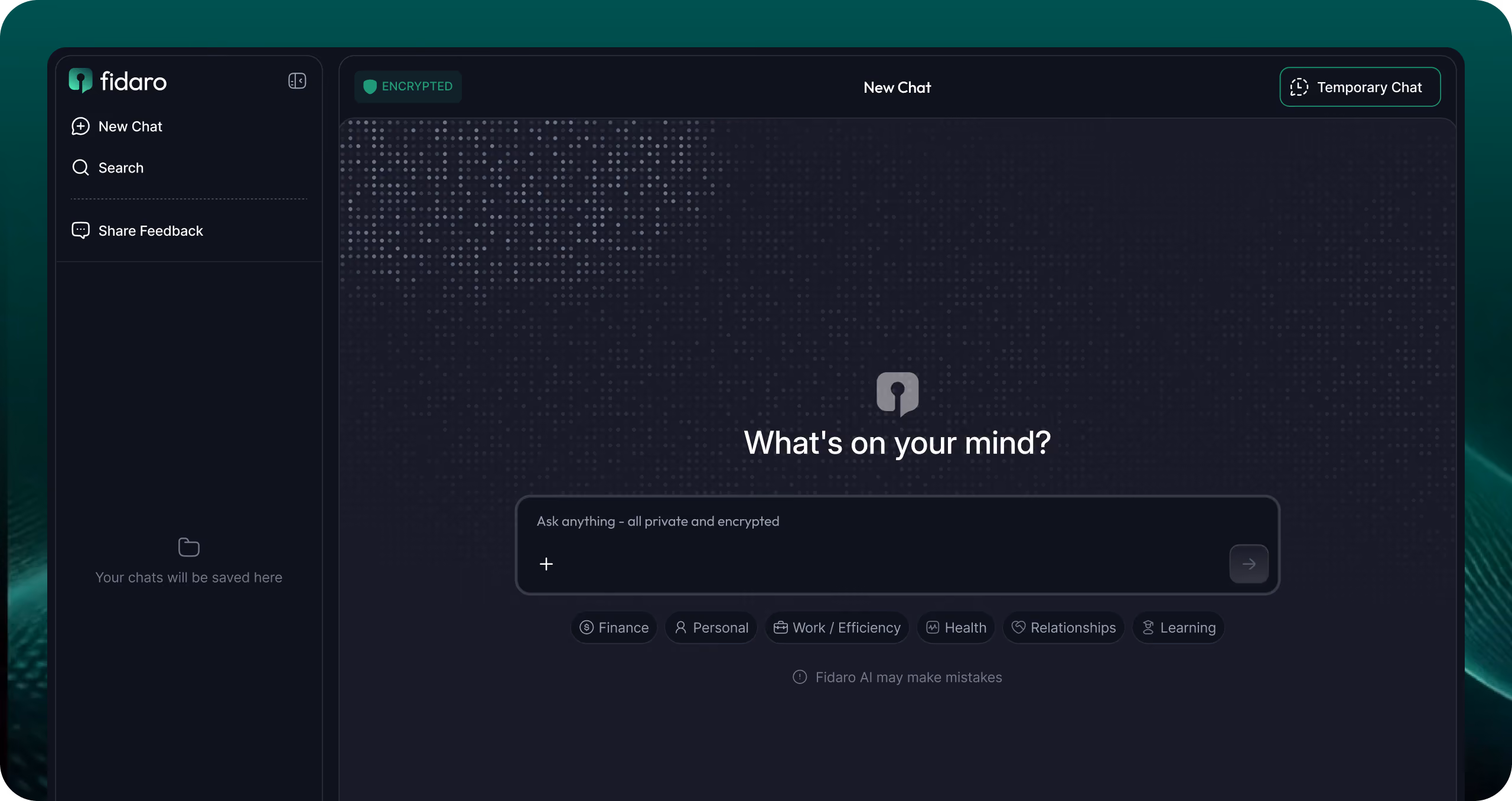 The Fidaro chat app: encrypted, private, no saved history